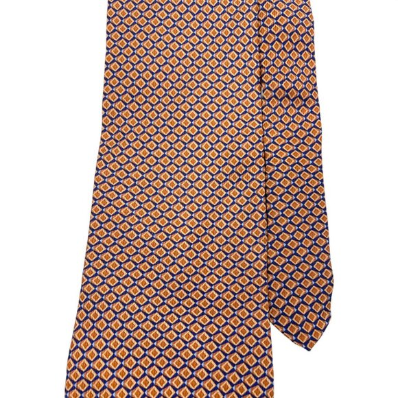 Nautica Silk Tie Geometric Orange Blue Diamonds - Picture 3 of 7